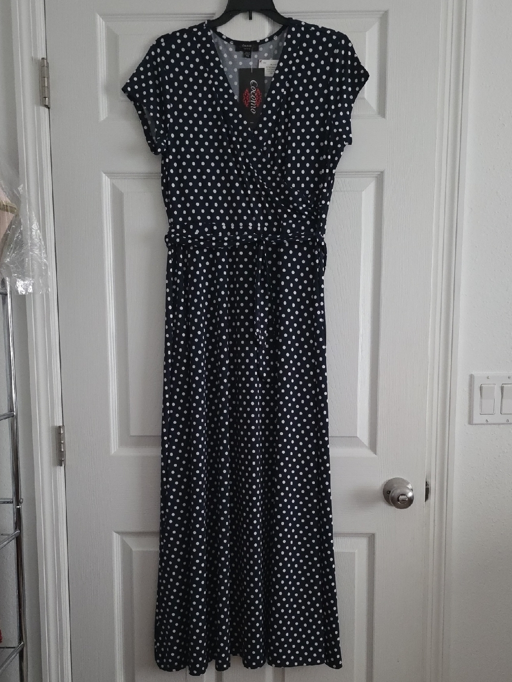 Cocomo Navy and White Polka Dot Maxi Dress